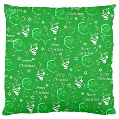 Santa Christmas Collage Green Background Large Cushion Case (one Side)