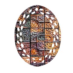 Wooden Blocks Detail Oval Filigree Ornament (two Sides)