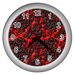 Volcanic Textures Wall Clocks (silver)  by Sapixe