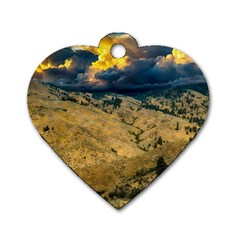 Hills Countryside Landscape Nature Dog Tag Heart (two Sides)