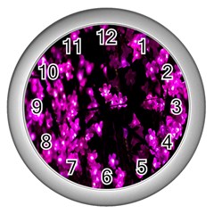 Abstract Background Purple Bright Wall Clocks (silver) 