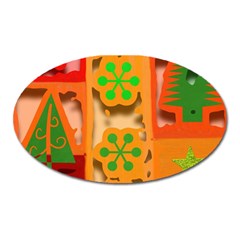 Christmas Design Seamless Pattern Oval Magnet