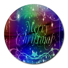 Christmas Greeting Card Frame Round Mousepads by Sapixe