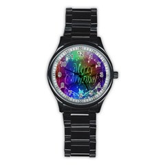 Christmas Greeting Card Frame Stainless Steel Round Watch by Sapixe