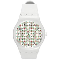 Christmas Decorations Background Round Plastic Sport Watch (m) by Sapixe