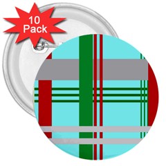 Christmas Plaid Backgrounds Plaid 3  Buttons (10 Pack) 