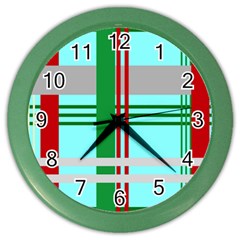 Christmas Plaid Backgrounds Plaid Color Wall Clocks by Sapixe