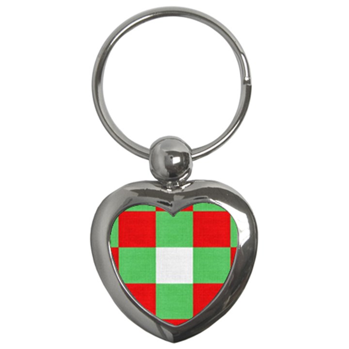 Fabric Christmas Colors Bright Key Chains (Heart) 