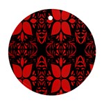 Christmas Red And Black Background Round Ornament (Two Sides) Front