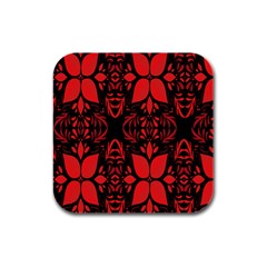 Christmas Red And Black Background Rubber Square Coaster (4 Pack) 