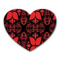 Christmas Red And Black Background Heart Mousepads by Sapixe