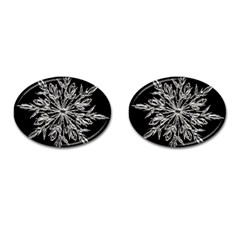 Ice Crystal Ice Form Frost Fabric Cufflinks (oval) by Sapixe