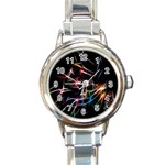 Lights Star Sky Graphic Night Round Italian Charm Watch Front