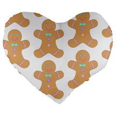 Pattern Christmas Biscuits Pastries Large 19  Premium Heart Shape Cushions