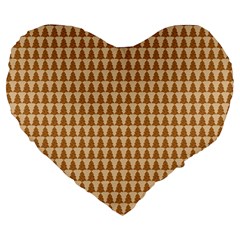 Pattern Gingerbread Brown Large 19  Premium Flano Heart Shape Cushions by Sapixe