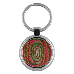 Red Green Swirl Twirl Colorful Key Chains (round) 
