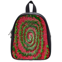 Red Green Swirl Twirl Colorful School Bag (small) by Sapixe