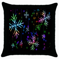 Snowflakes Snow Winter Christmas Throw Pillow Case (black) by Sapixe