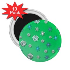 Snowflakes Winter Christmas Overlay 2 25  Magnets (10 Pack) 