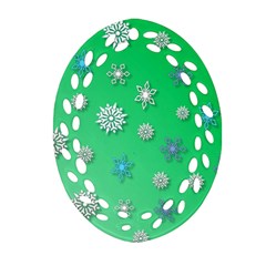 Snowflakes Winter Christmas Overlay Ornament (oval Filigree)