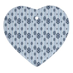 Snowflakes Winter Christmas Card Heart Ornament (two Sides)
