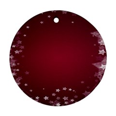 Star Background Christmas Red Round Ornament (two Sides)