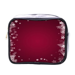 Star Background Christmas Red Mini Toiletries Bags