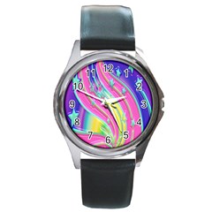 Star Christmas Pattern Texture Round Metal Watch by Sapixe
