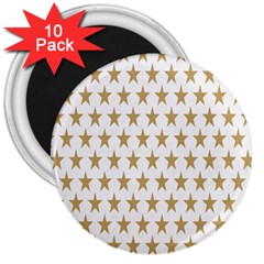 Star Background Gold White 3  Magnets (10 Pack) 