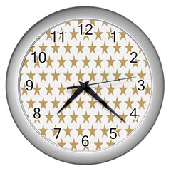 Star Background Gold White Wall Clocks (silver) 