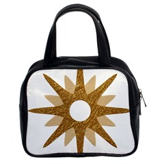 Star Golden Glittering Yellow Rays Classic Handbags (2 Sides)