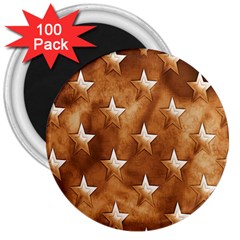 Stars Brown Background Shiny 3  Magnets (100 Pack) by Sapixe