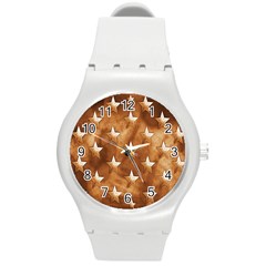 Stars Brown Background Shiny Round Plastic Sport Watch (m) by Sapixe