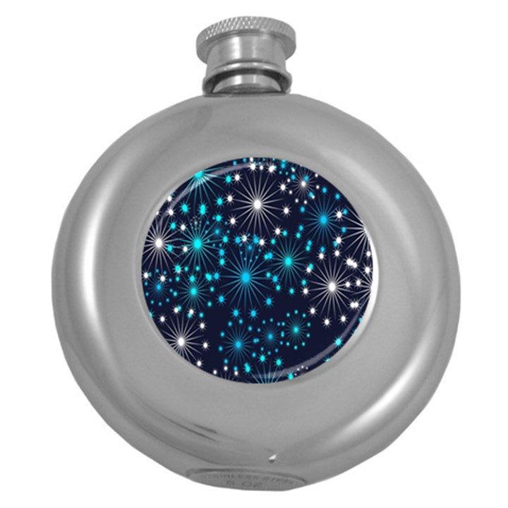 Wallpaper Background Abstract Round Hip Flask (5 oz)