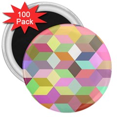 Mosaic Background Cube Pattern 3  Magnets (100 Pack) by Sapixe