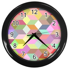 Mosaic Background Cube Pattern Wall Clocks (black)