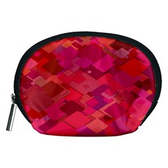 Red Background Pattern Square Accessory Pouches (medium)  by Sapixe