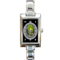 Zombie Pictured Illustration Rectangle Italian Charm Watch