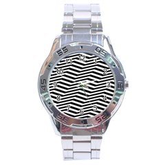 Zig Zag Zigzag Chevron Pattern Stainless Steel Analogue Watch by Sapixe