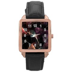 Crystals Background Design Luxury Rose Gold Leather Watch  by Sapixe