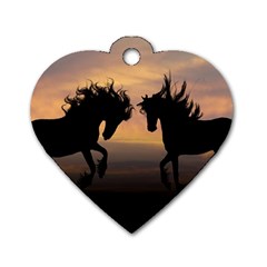 Horses Sunset Photoshop Graphics Dog Tag Heart (one Side) by Sapixe