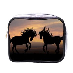 Horses Sunset Photoshop Graphics Mini Toiletries Bags by Sapixe