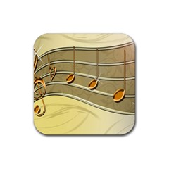 Music Staves Clef Background Image Rubber Coaster (square)  by Sapixe