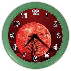 The Background Red Moon Wallpaper Color Wall Clocks by Sapixe