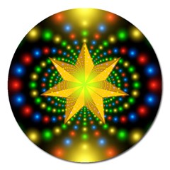 Christmas Star Fractal Symmetry Magnet 5  (round) by Sapixe