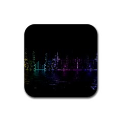 City Night Skyscrapers Rubber Coaster (square) 