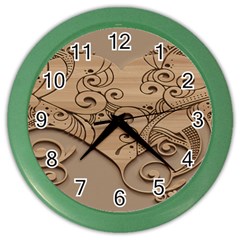 Wood Sculpt Carved Background Color Wall Clocks by Sapixe