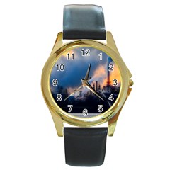 Warming Global Environment Nature Round Gold Metal Watch