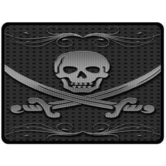 Skull Metal Background Carved Double Sided Fleece Blanket (large) 