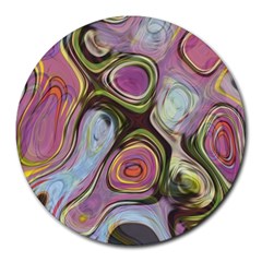 Retro Background Colorful Hippie Round Mousepads